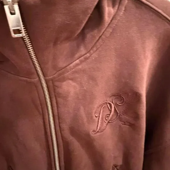 AUTHENTIC Diesel F-Reggy Cropped Zip Hoodie - Burgundy - Size M - Like New - Picture 2 of 5